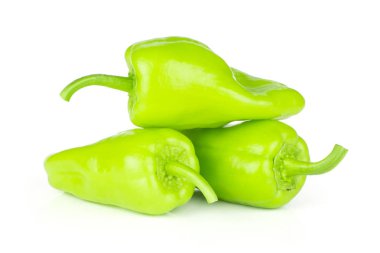 Group of three whole light green bell pepper isolated on whit clipart