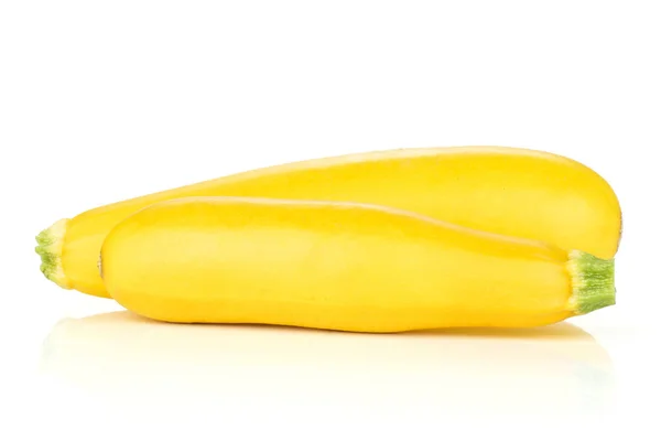 Grupa Dwóch Całego Surowca Cukinia Żółta Białym Tle — Zdjęcie stockowe