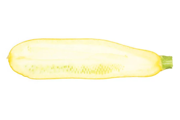 One Half Raw Yellow Zucchini Flatlay Isolated White — Stock Photo, Image