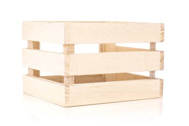 Beyaz izole bir bütün mutfak aracı düz ahşap sandık