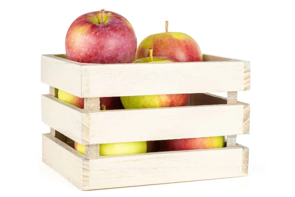 Lot Whole Fresh Red Apple James Grieve Variety Wooden Crate — Stock Photo, Image