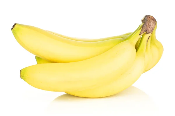 Grupa Widok Boku Jednego Klastra Pięć Całych Świeżych Bananów Żółtych — Zdjęcie stockowe