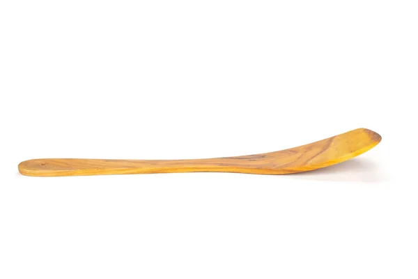 Ein Ganzes Küchenwerkzeug Olivenholz Flachspachtel Mit Langem Stiel Isoliert Auf — Stockfoto