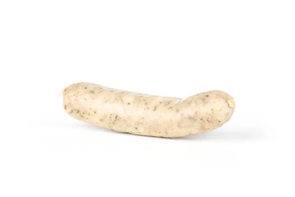 Une Saucisse Blanche Bavaroise Entière Isolée Sur Blanc — Photo