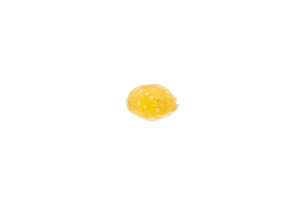 Jeden Celý Suchý Zlaté Rozinky Sultánky Odrůda Flatlay Izolované Bílém — Stock fotografie