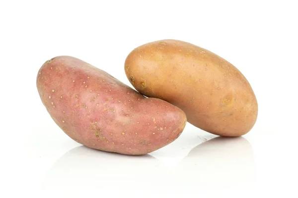 Grupo Duas Batatas Vermelhas Inteiras Variedade Francelina Isolado Fundo Branco — Fotografia de Stock