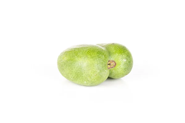Een Hele Verse Groene Mini Baby Kiwi Fruit Geïsoleerd Witte — Stockfoto