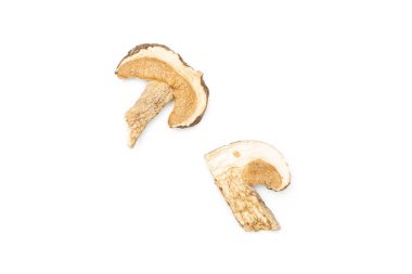 Beyaz izole kahverengi mantar boletus mantarı kuru