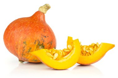 Taze kırmızı kuri kabak hokkaido beyaz izole.