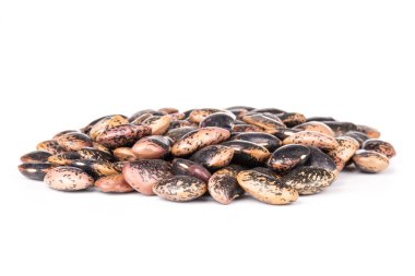 Benekli renkli fasulye boyalı Bayan scarlet üzerinde beyaz izole runner