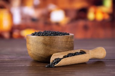 Siyah mercimek beluga rustik mutfak ile