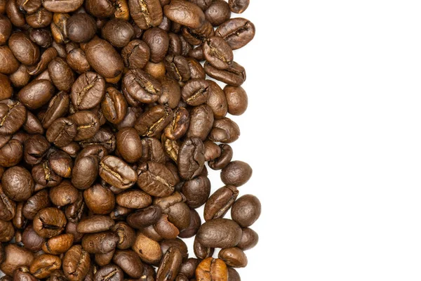 어두운 갈색 커피 콩 달콤한 arabica 흰색 절연 — 스톡 사진