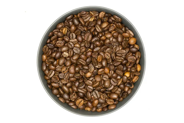 こげ茶色のコーヒー豆の甘いアラビカ白で隔離 — ストック写真