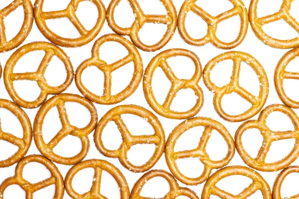 Mini salted pretzels isolated on white — Stock Photo, Image
