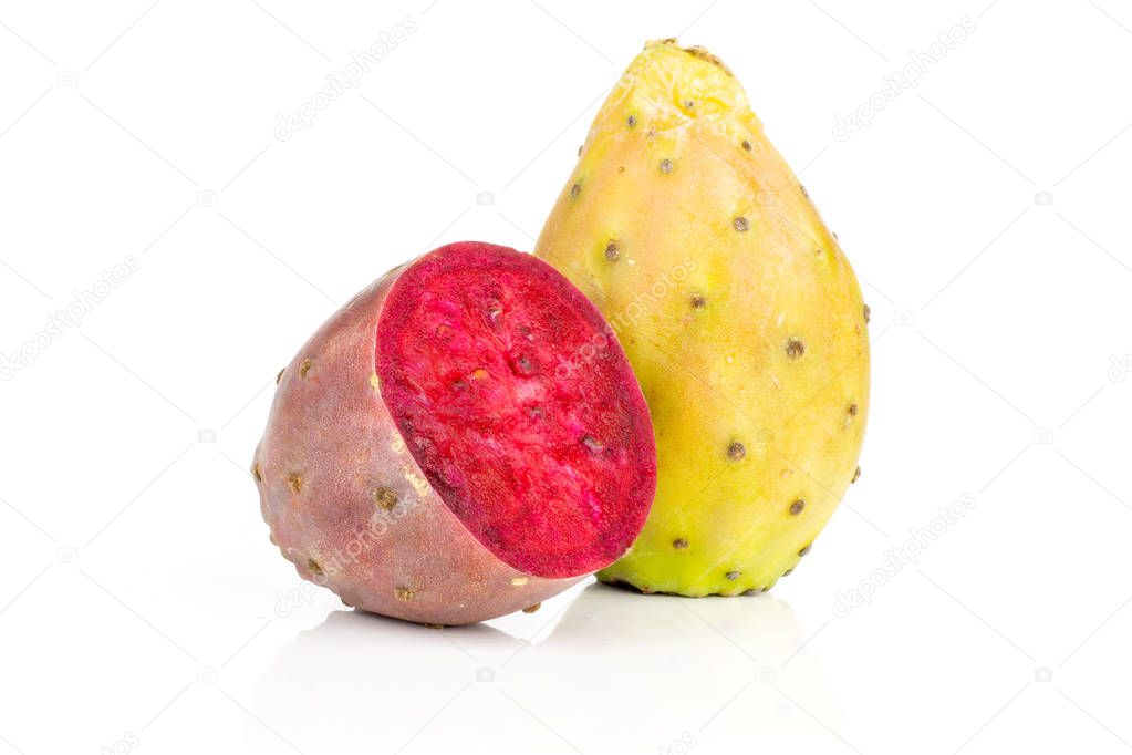 Fresh bright prickly pear opuntia isolated on white