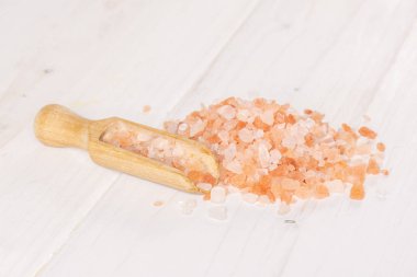 Pembe Himalaya tuz kristallerinin gri Wood