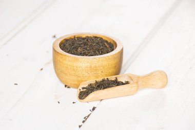 Siyah çay earl gri tahtaya gri