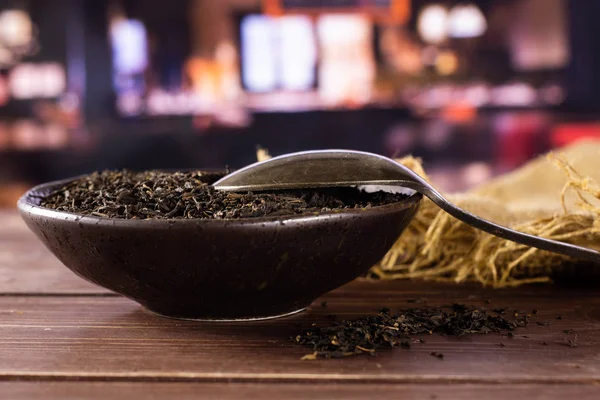 Schwarzer Tee Earl Grey mit Restaurant — Stockfoto