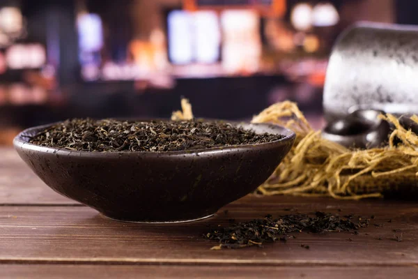 Siyah çay earl restoran ile gri — Stok fotoğraf