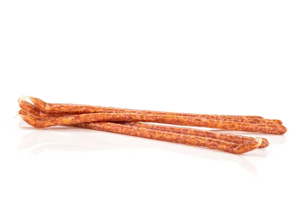 Kryddig tyrolini salami stick isolerad på vitt — Stockfoto