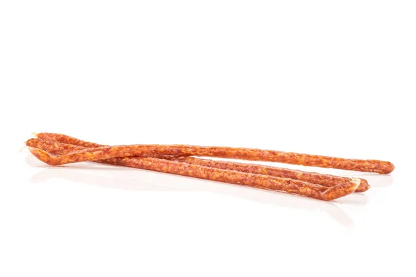 Kryddig tyrolini salami stick isolerad på vitt — Stockfoto