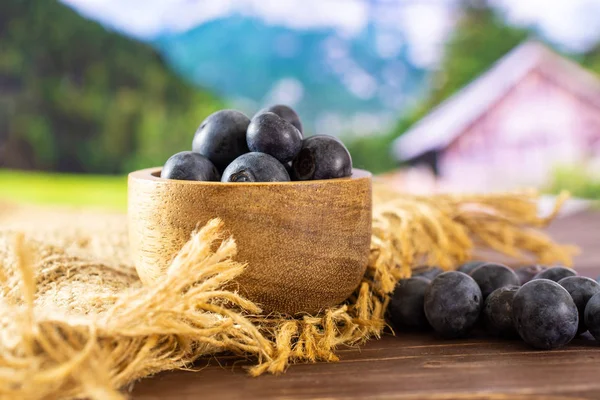 Arándano dulce fresco con alpes detrás — Foto de Stock