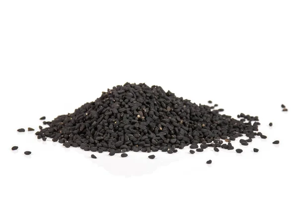 Black cumin seeds isolated on white — Stock Photo, Image