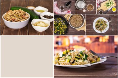 Düdük makarna kabak kahverengi ahşap ile