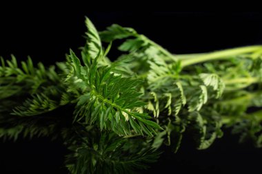 Taze turuncu havuç siyah cam izole