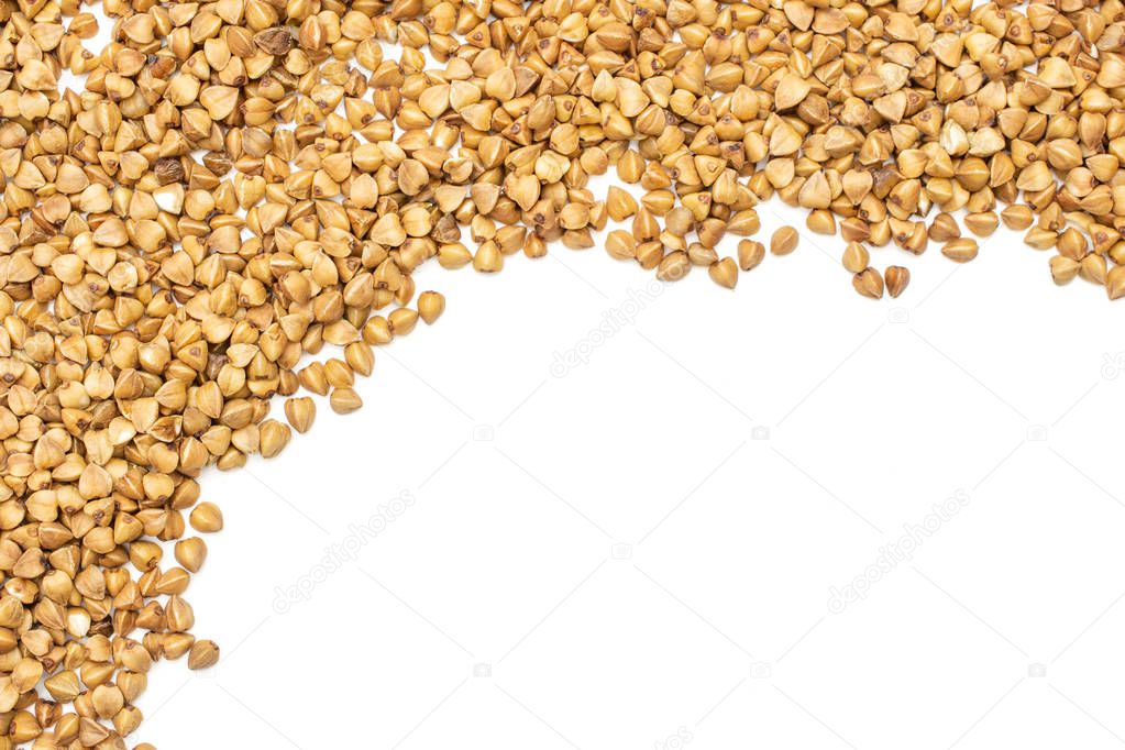 Raw buckwheat grain isolated on white