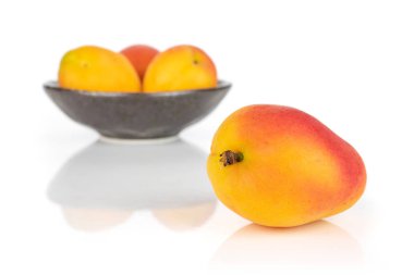 Beyaz üzerinde izole taze portakal kayısı