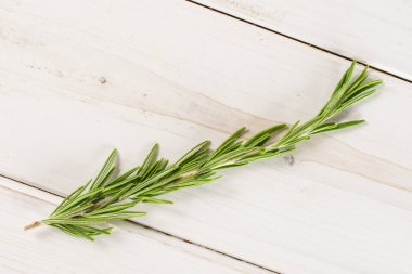 Gri ahşap taze biberiye bitki