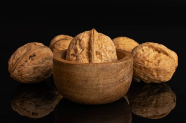 Olgun kahverengi ceviz siyah cam izole