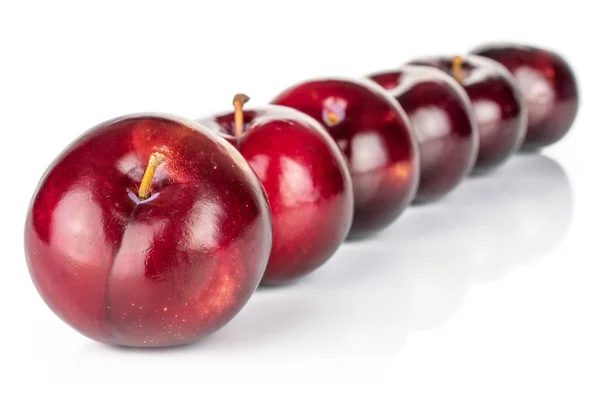 Ripe red plum isolated on white — Stock Photo, Image
