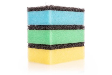 Mutfak temizleme süngeri beyaz izole