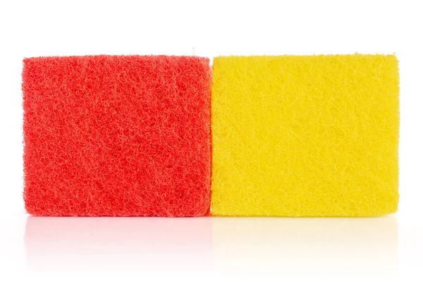 Kitchen cleaning sponge isolated on white — Stock Photo, Image