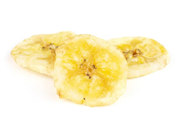 白に分離された黄色のドライバナナ — ストック写真