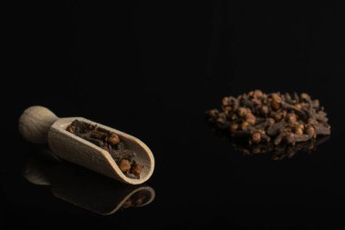 Kuru kahverengi karanfil siyah cam izole