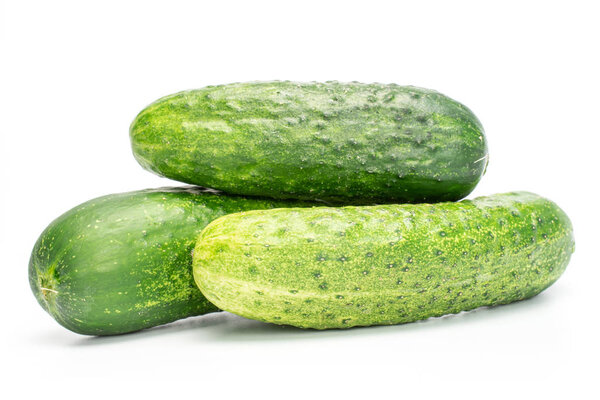 Fresh green cucumber isolated on white