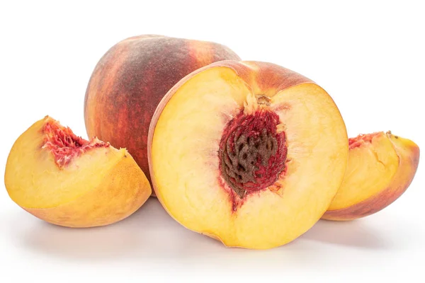 Fresh fuzzy peach isolated on white Royalty Free Stock Photos