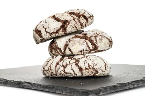 Schokolade Brownie Cookie isoliert auf weiß — Stockfoto
