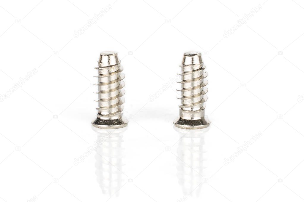 Glossy metallic bolt isolated on white