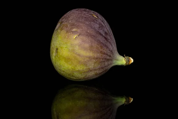 Sweet purple fig isolated on black glass — Stock Photo, Image