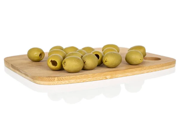 Green marinated olive isolated on white — Stock Photo, Image