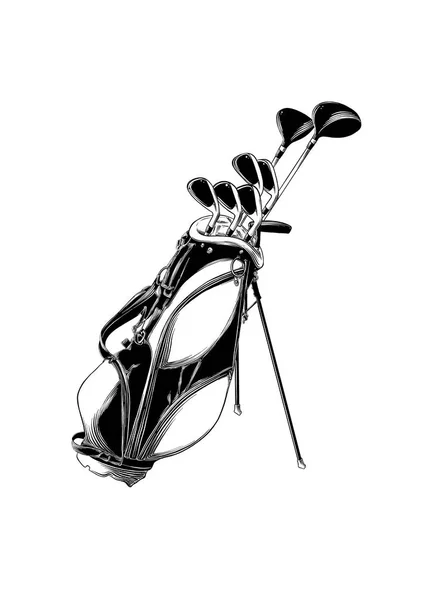 Ręcznie rysowane szkic do torby golfowej w czarny na białym na białym tle. — Wektor stockowy