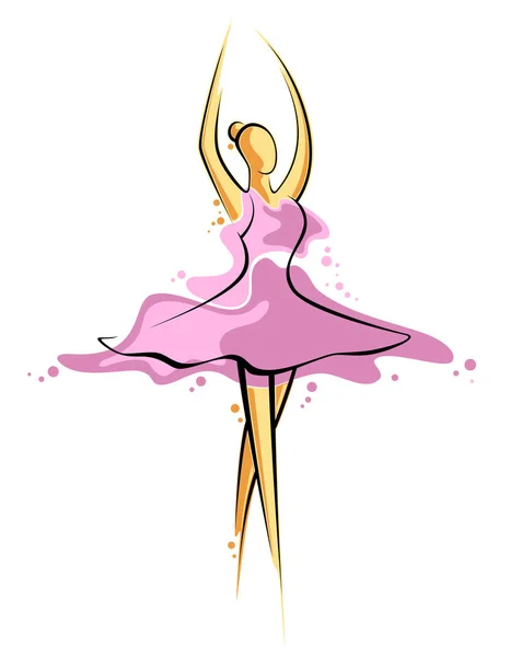 Dessin abstrait d'une fille en robe rose. Création pour tatouage, tissu, souvenirs, emballage, cartes de vœux et scrapbooking - graphiques vectoriels — Image vectorielle