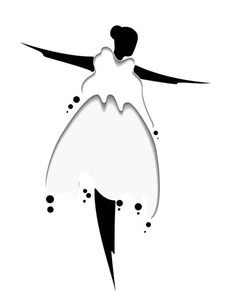 Dessin abstrait d'une fille en robe. Création pour tatouage, tissu, souvenirs, emballage, cartes de vœux et scrapbooking - graphiques vectoriels — Image vectorielle