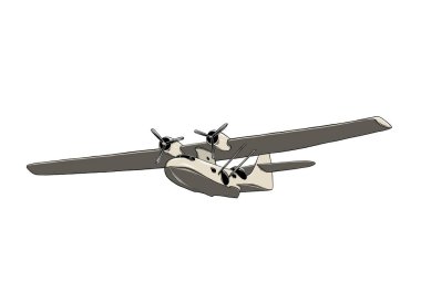 Renkli uçağın elle çizilmiş krokisi. Beyaz arka planda izole edilmiş. Posterler, dekorasyon ve baskı için çizim. Vektör çizimi