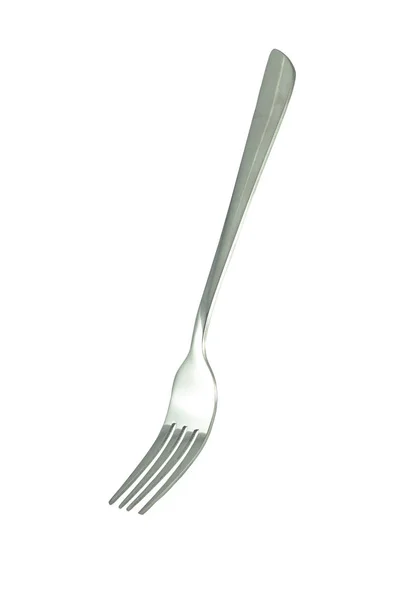 Zilver vork geïsoleerd op witte achtergrond, met uitknippad. — Stockfoto