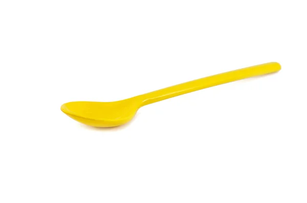 白色背景上隔离的黄色勺子 — 图库照片